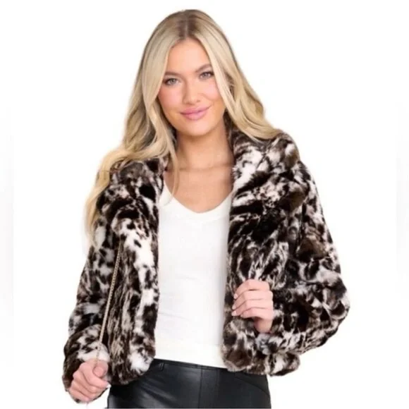 NWT Band of the Free Anthropologie Women’s Faux Fur Cropped Jacket - Picture 1 of 11